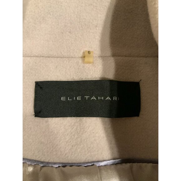Elie Tahari Cream Double Breasted 100% Wool Pea Coat, Size 6 - Picture 10 of 11